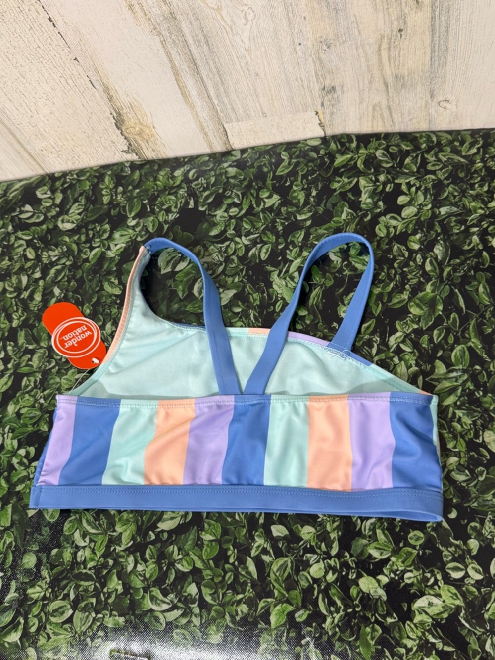 wonder nation Girls Striped Pastel Bikini Top - Blue, Mint, Lavender, Peach - Picture 6 of 7